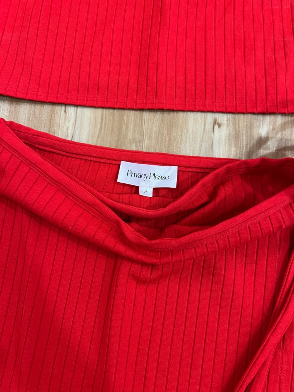 Red Ribbed Mini Skirt & Top Set NWOT - Picture 3 of 4